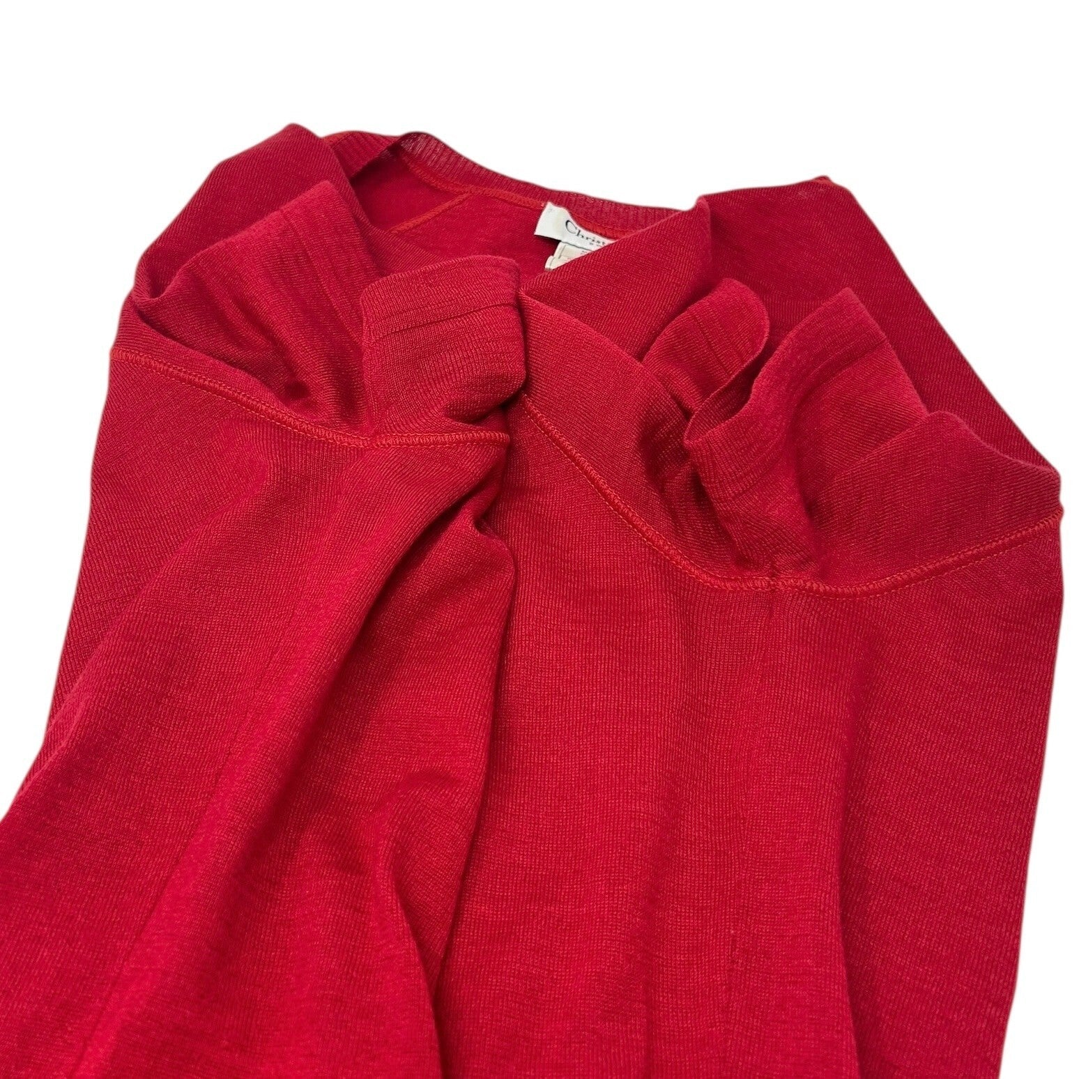 Christian Dior Vintage 2005 Logo Knit Top #42 T-shirt Red Short Sleeve Mesh