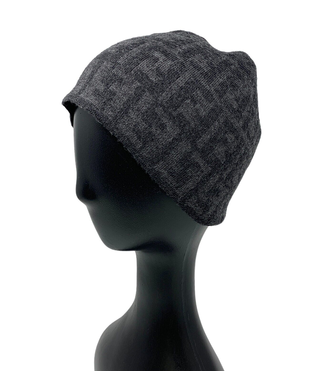 FENDI Vintage Zucca Monogram Knit Beanie #42 Hat Fashion Accessory Wool RankAB+