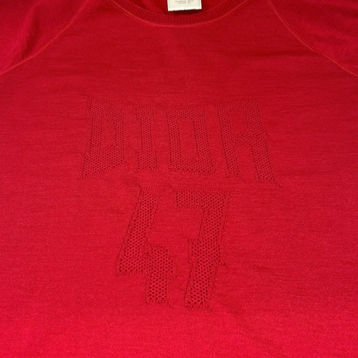 Christian Dior Vintage 2005 Logo Knit Top #42 T-shirt Red Short Sleeve Mesh