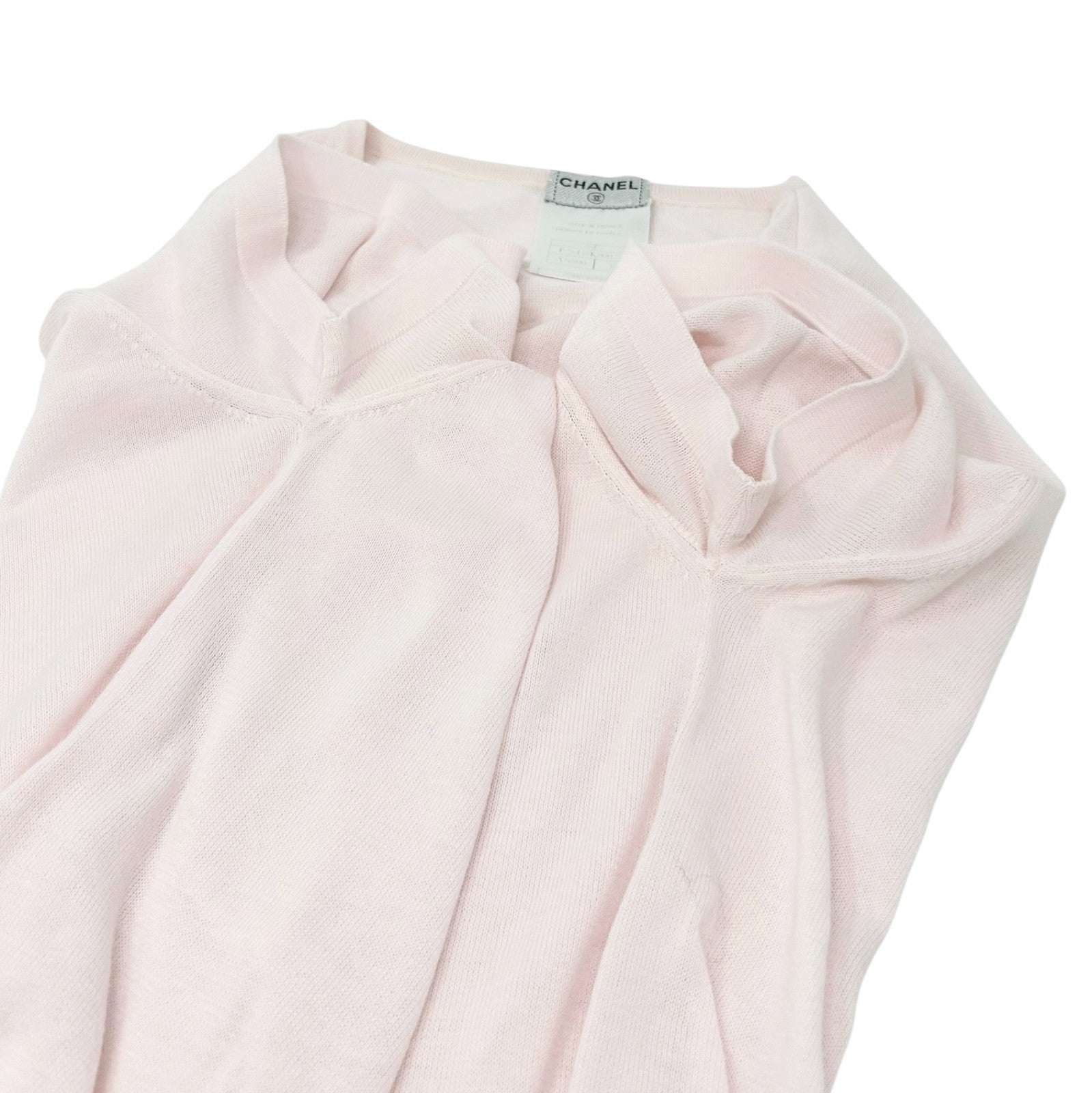 CHANEL Vintage 06P CC Mark Logo Short Sleeve Top #38 T-shirt Pink Cotton Mesh