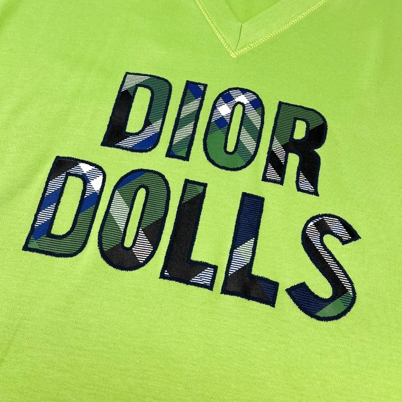 Christian Dior Vintage 2004 Dolls Logo T-shirt Top #44 Light Green Cotton