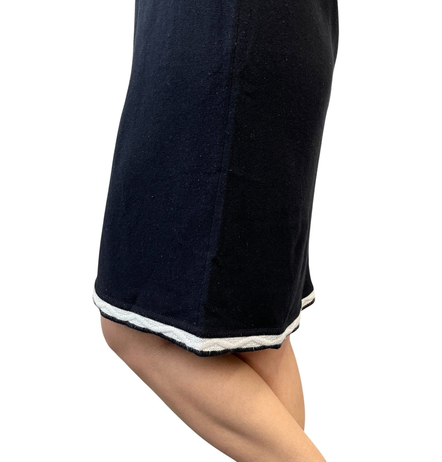 CHANEL Vintage 04A CC Logo Knit Dress One-piece #34 Black Gray Cashmere Button