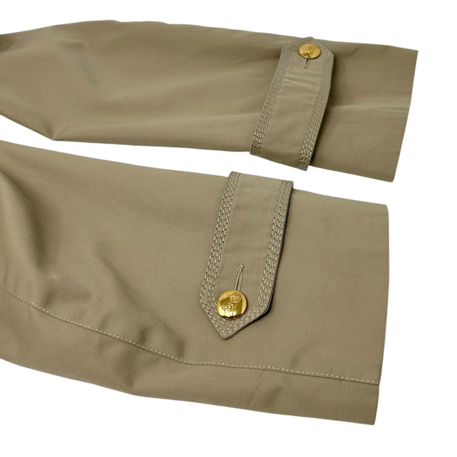 CELINE Vintage Logo Trench Coat #40 Light Brown Gold Cotton Button Stitch