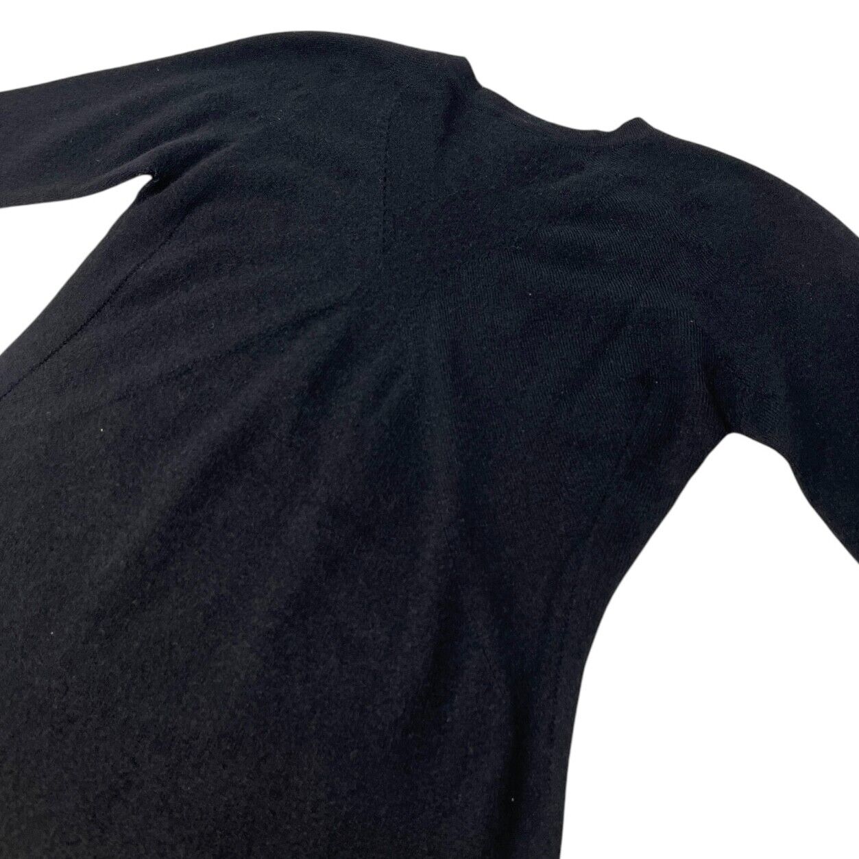 CHANEL Vintage 02A CC Mark Logo Sweater Knit Top #42 Black Cashmere Long Sleeve