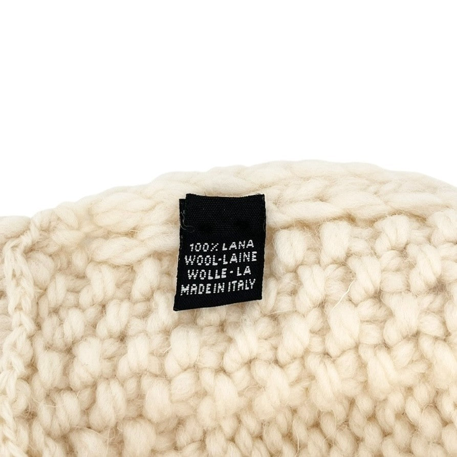 CHANEL Vintage CC Mark Logo Knit Muffler Scarf Wrap Accessory Cream Wool Stitch