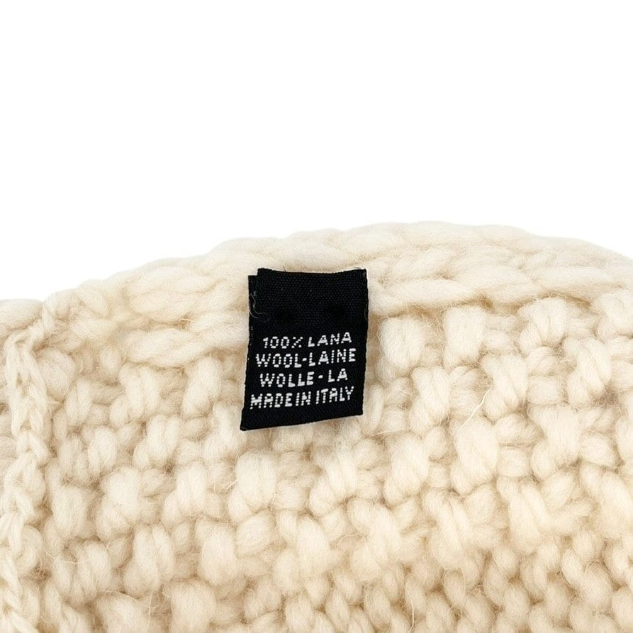 CHANEL Vintage CC Mark Logo Knit Muffler Scarf Wrap Accessory Cream Wool Stitch