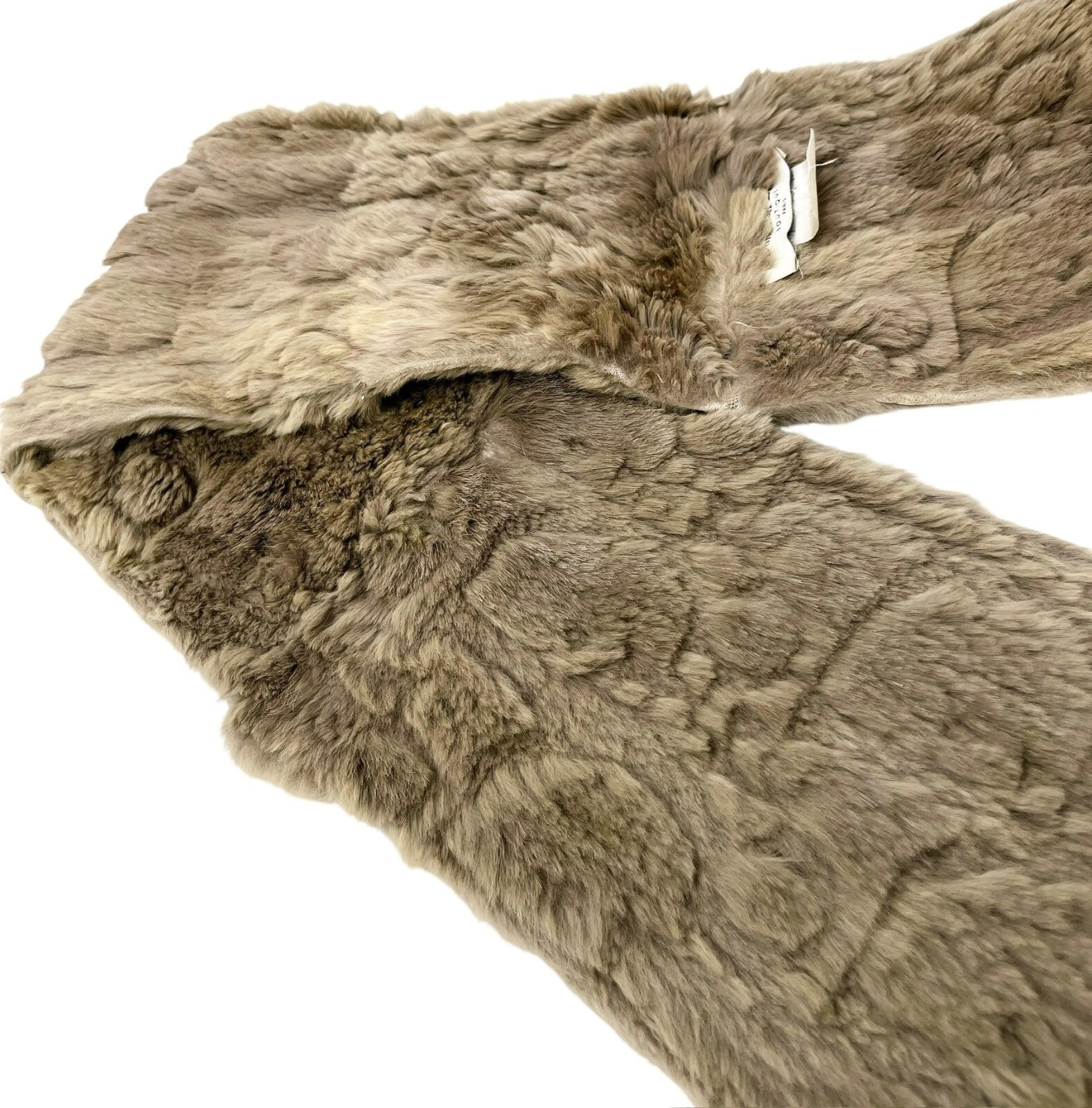 Christian Dior Vintage Trotter Monogram Logo Fur Scarves Shawls Olive Gray