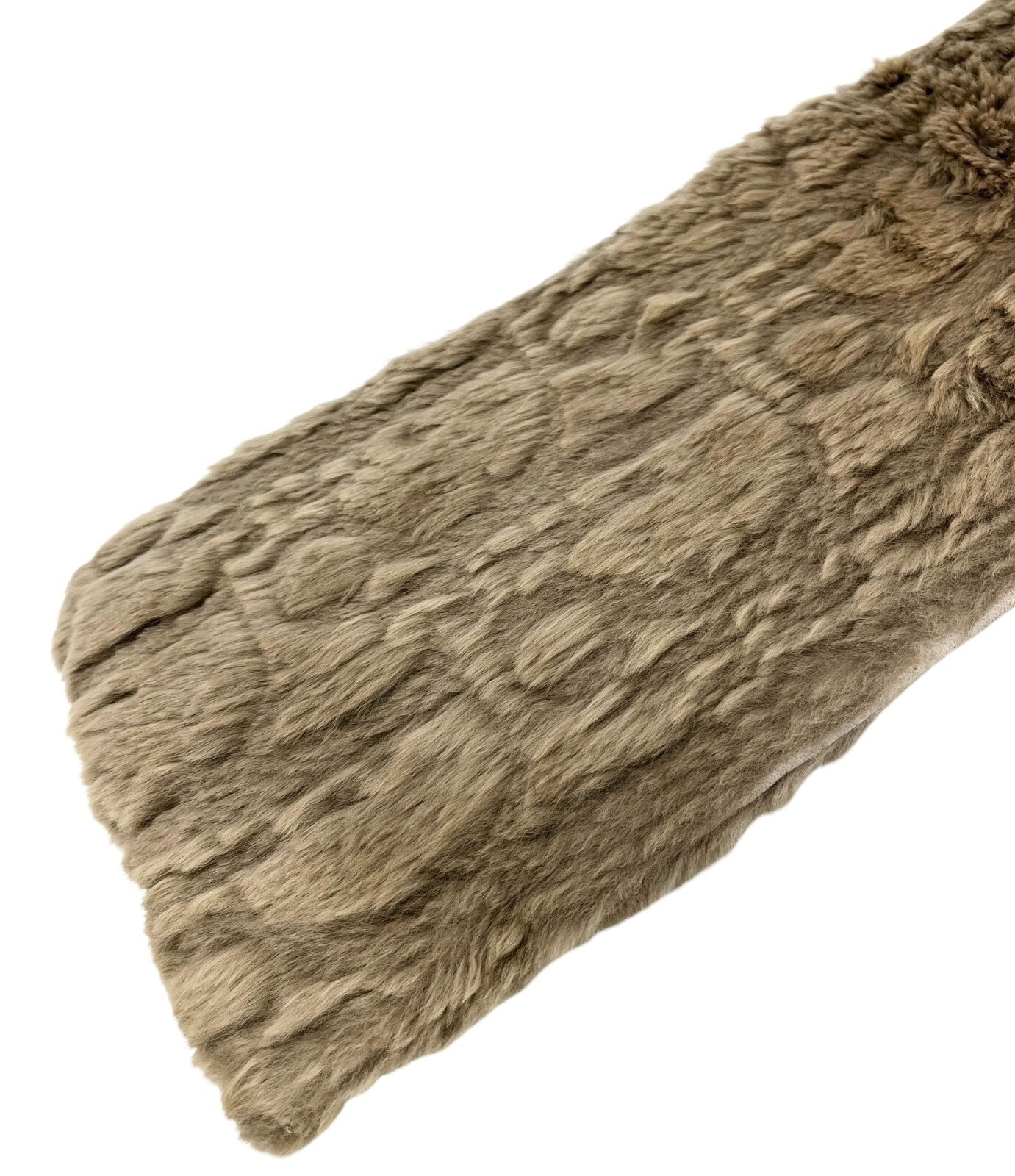 Christian Dior Vintage Trotter Monogram Logo Fur Scarves Shawls Olive Gray