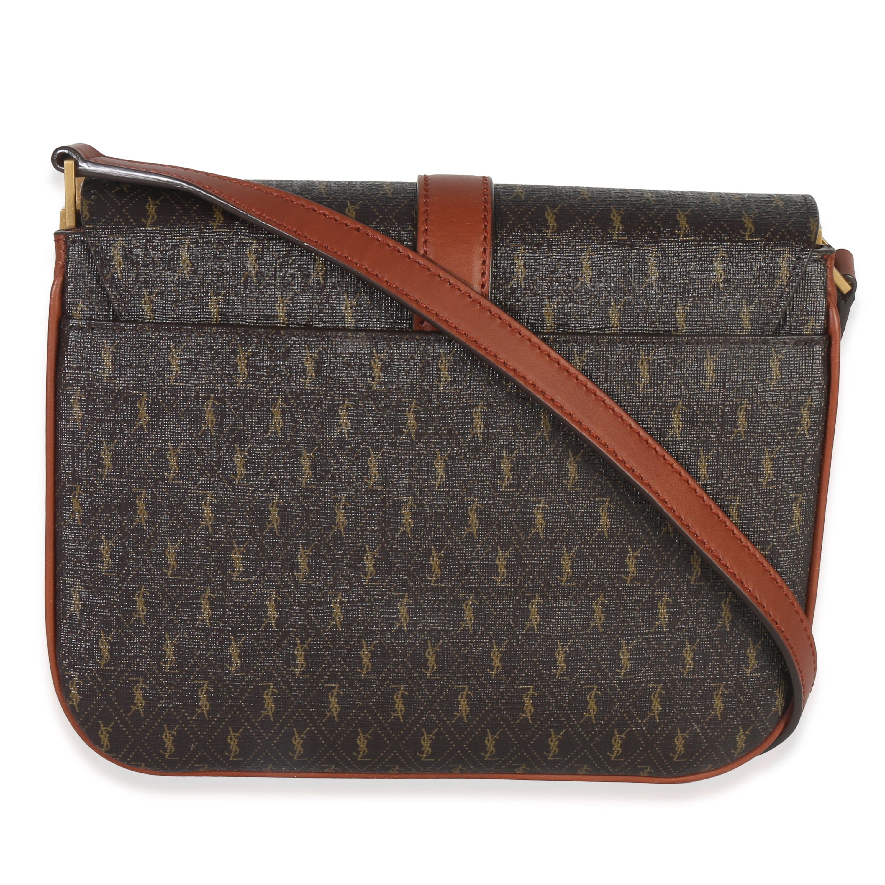 Saint Laurent Brown Canvas Le Monogramme Small Sac Besace Shoulder Bag