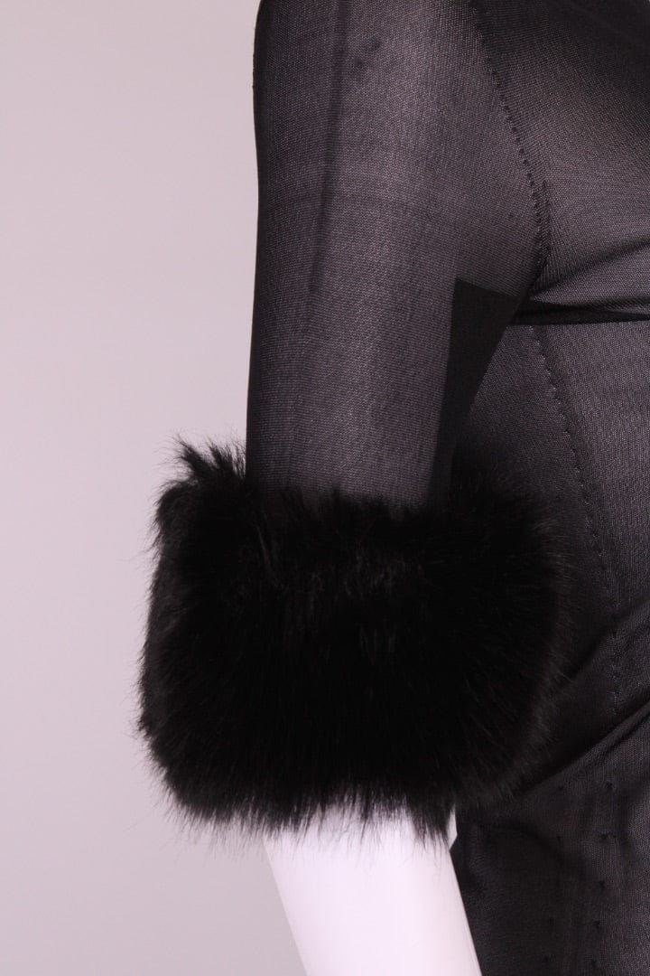 Saint Laurent Saint Laurent Sheer Faux Fur Cuff Top Black S