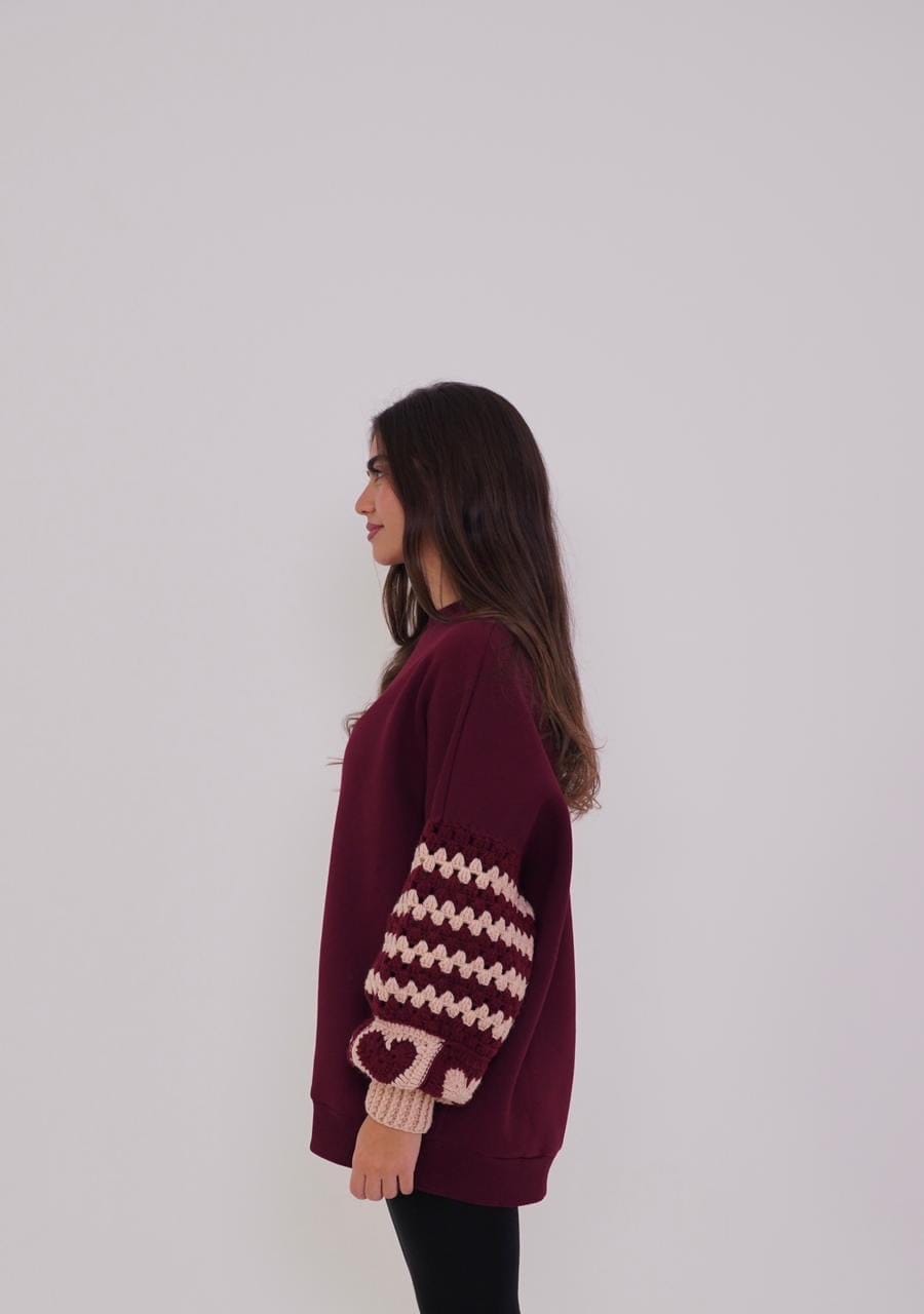 SELF LOVE RAINBOW CROCHET SLEEVE SWEATER (سترة)