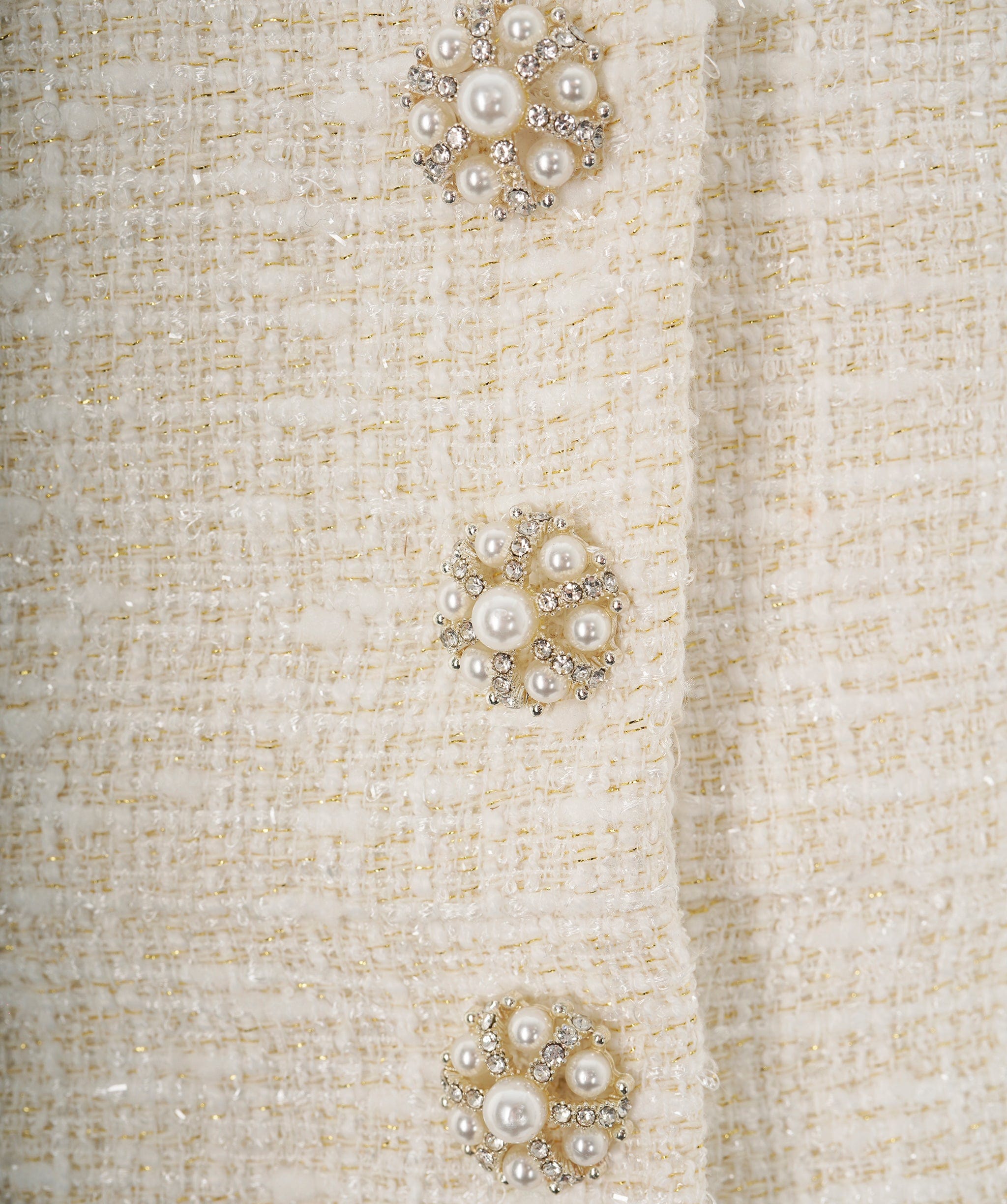 Self-Portrait Self-Portrait Cream Boucle & Chiffon Belted Midi Dress ALC2306