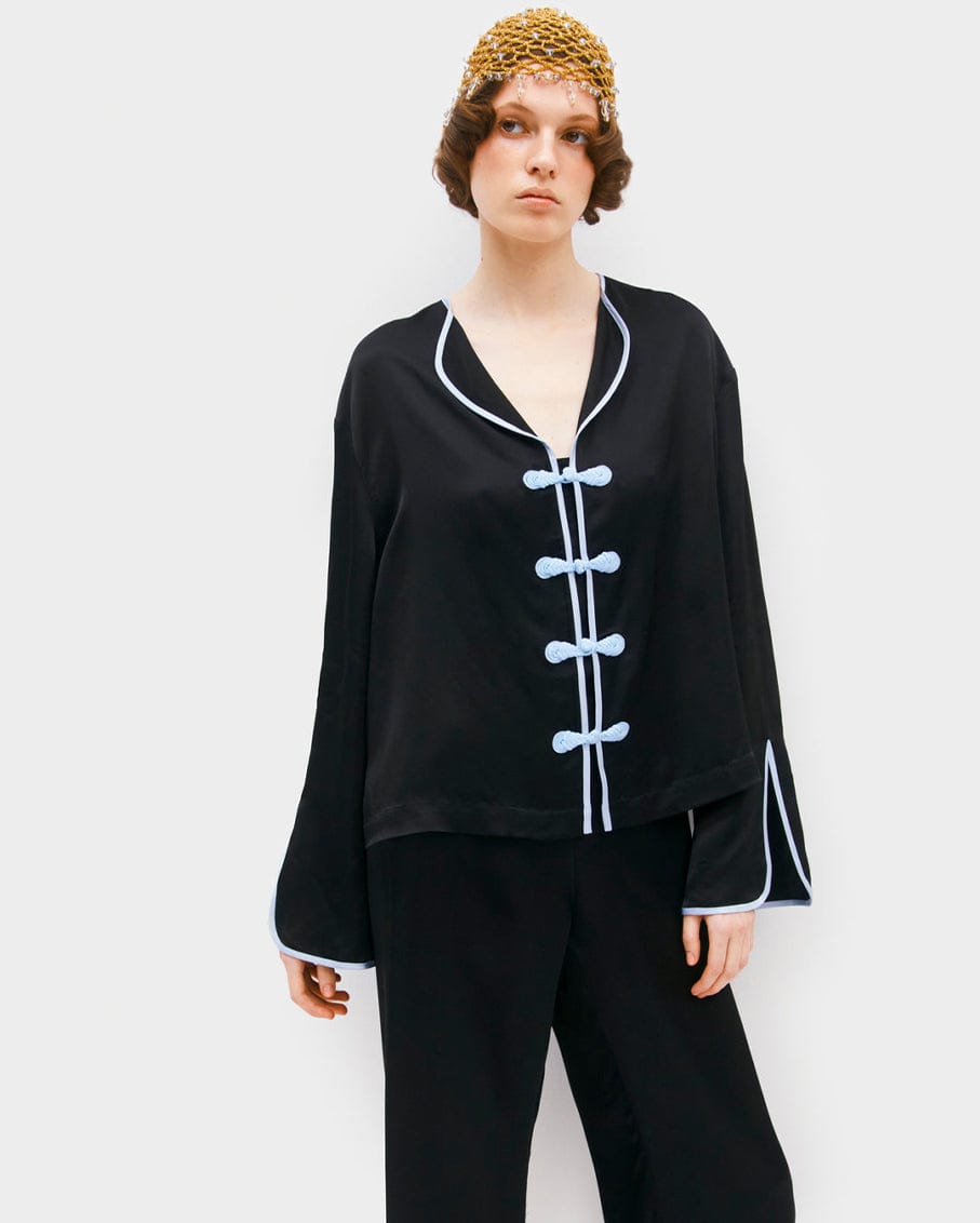 Sleeper Louis Set with Pants in Black & Blue