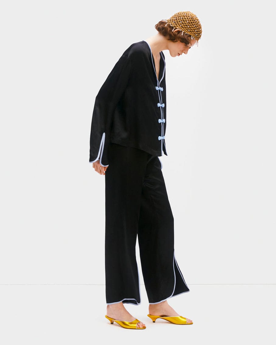 Sleeper Louis Set with Pants in Black & Blue