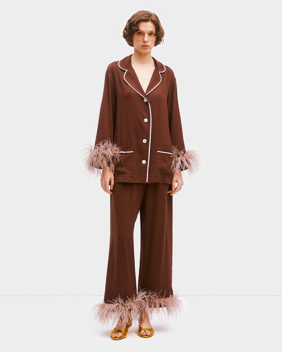 Sleeper Party Gal Set with Detachable Feathers in Teddy Brown
