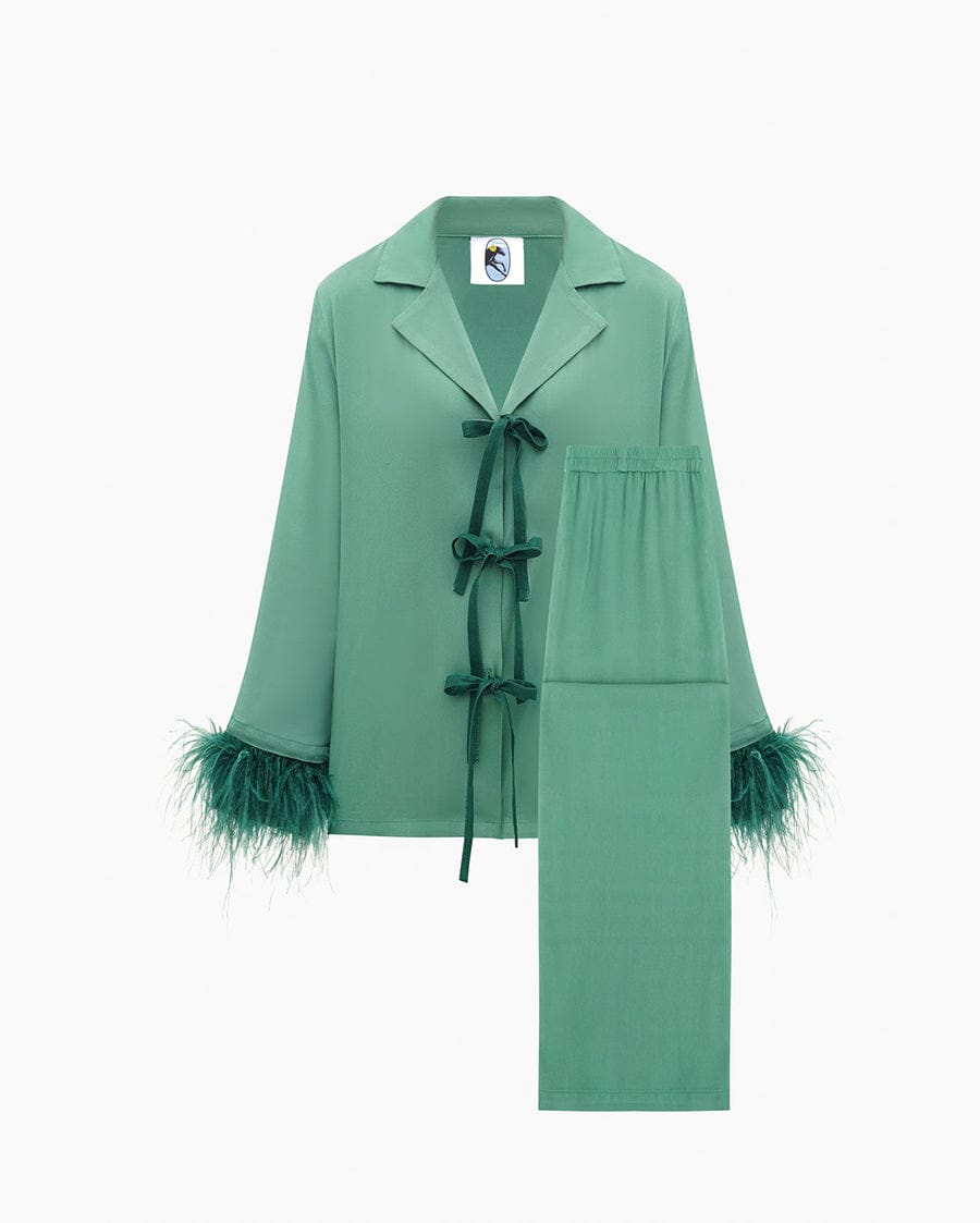 Sleeper The Bow Pajama Set with Detachable Feathers in Green