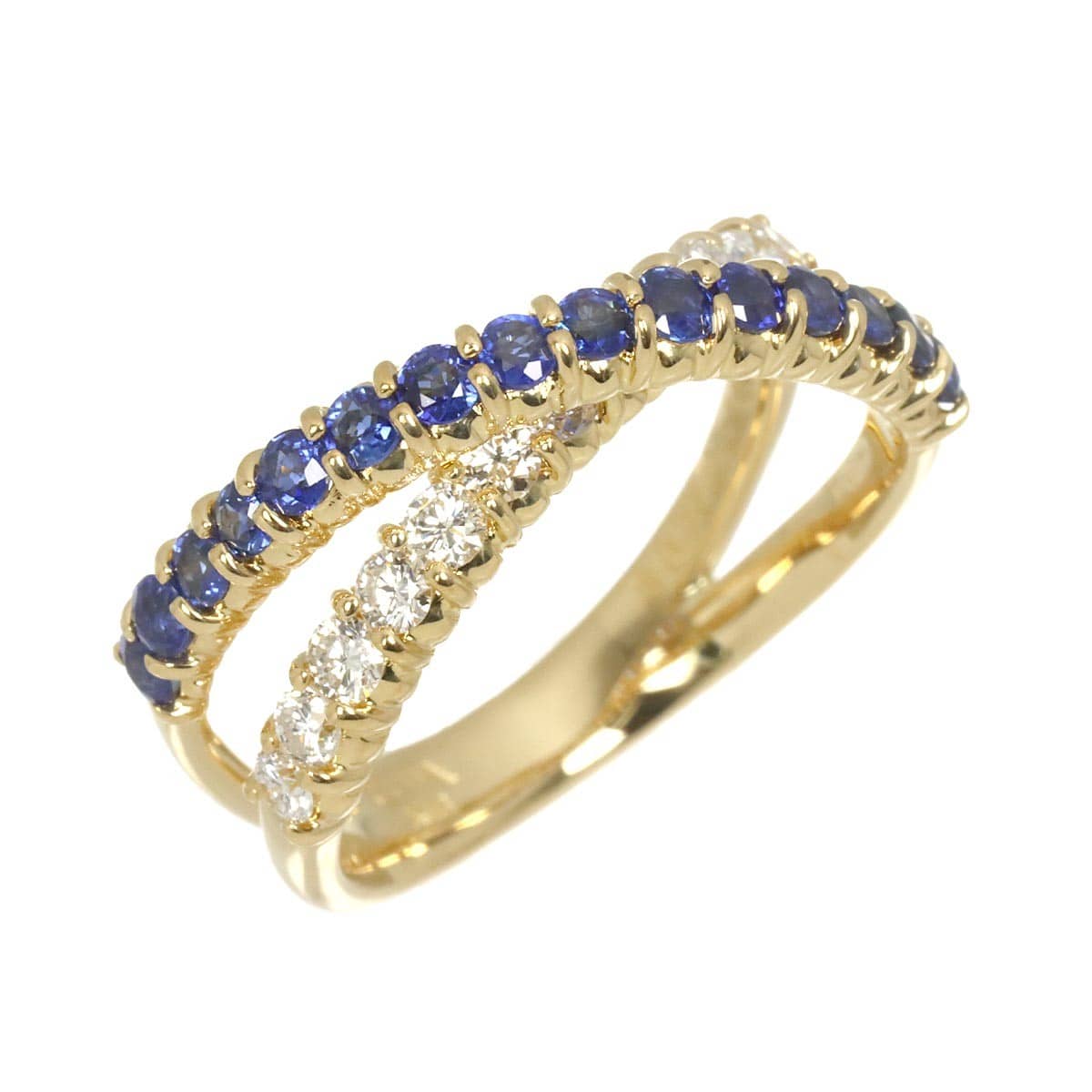 SUWA SUWA Sapphire 0.77ct Diamond 0.48ct Ring 18K YG 750 Size6(US) 90305560