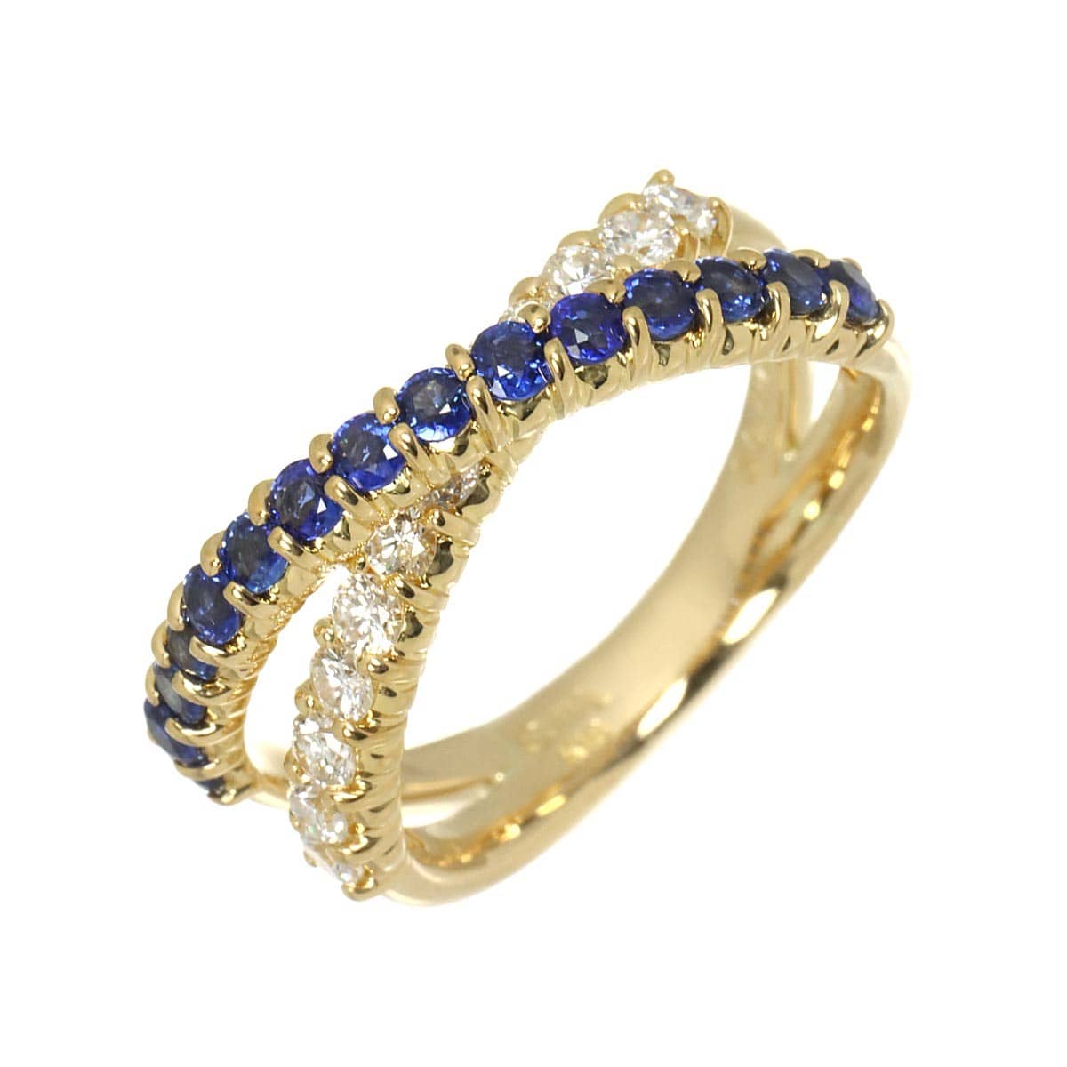 SUWA SUWA Sapphire 0.77ct Diamond 0.48ct Ring 18K YG 750 Size6(US) 90305560