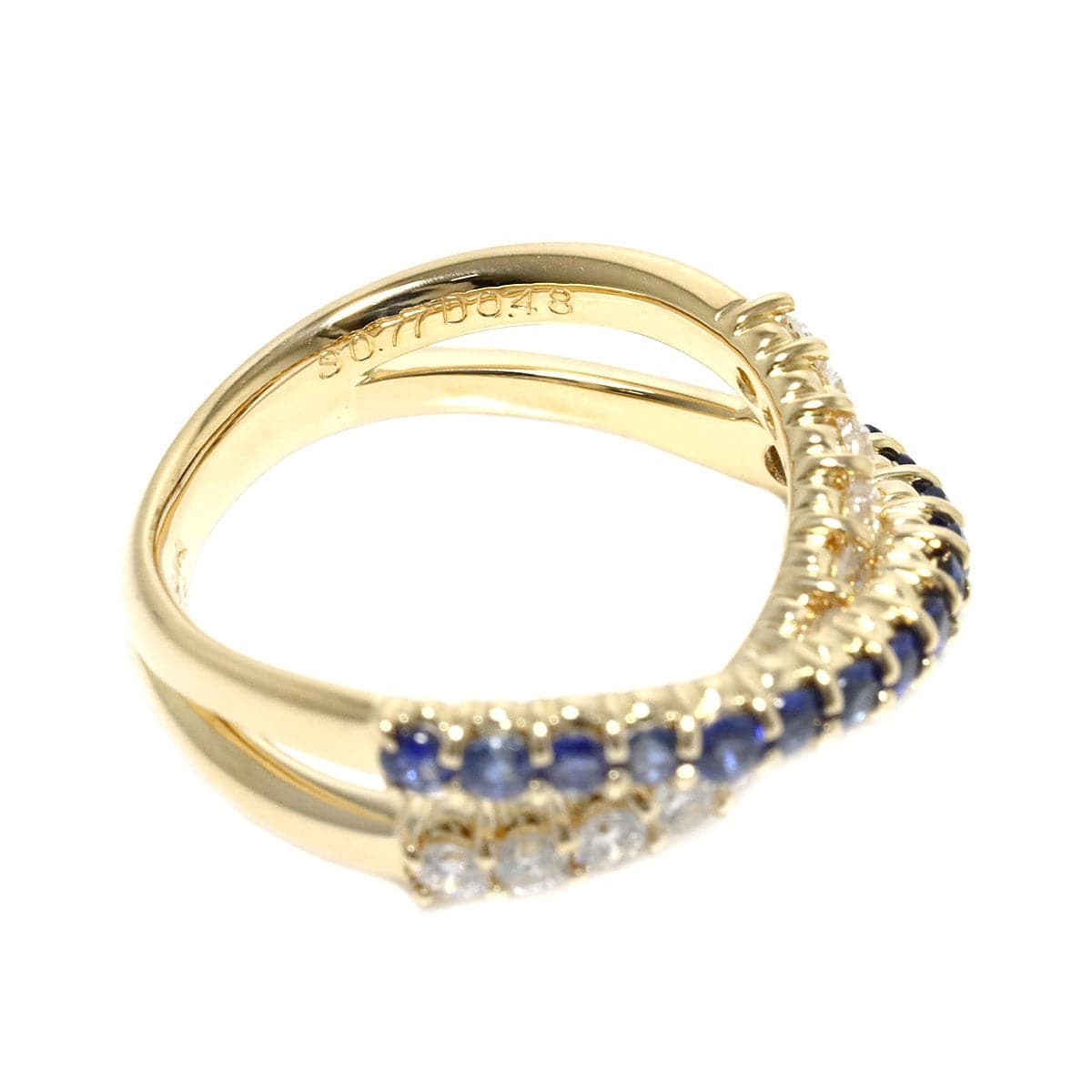 SUWA SUWA Sapphire 0.77ct Diamond 0.48ct Ring 18K YG 750 Size6(US) 90305560