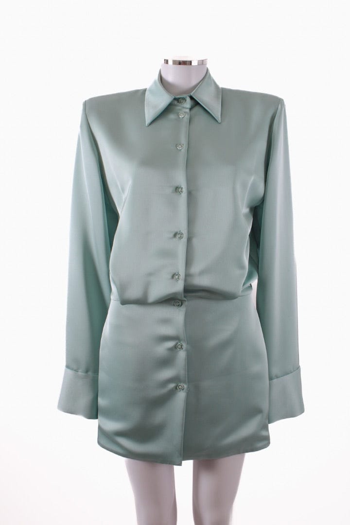 The Attico The Attico Satin Shirt Dress Green 40