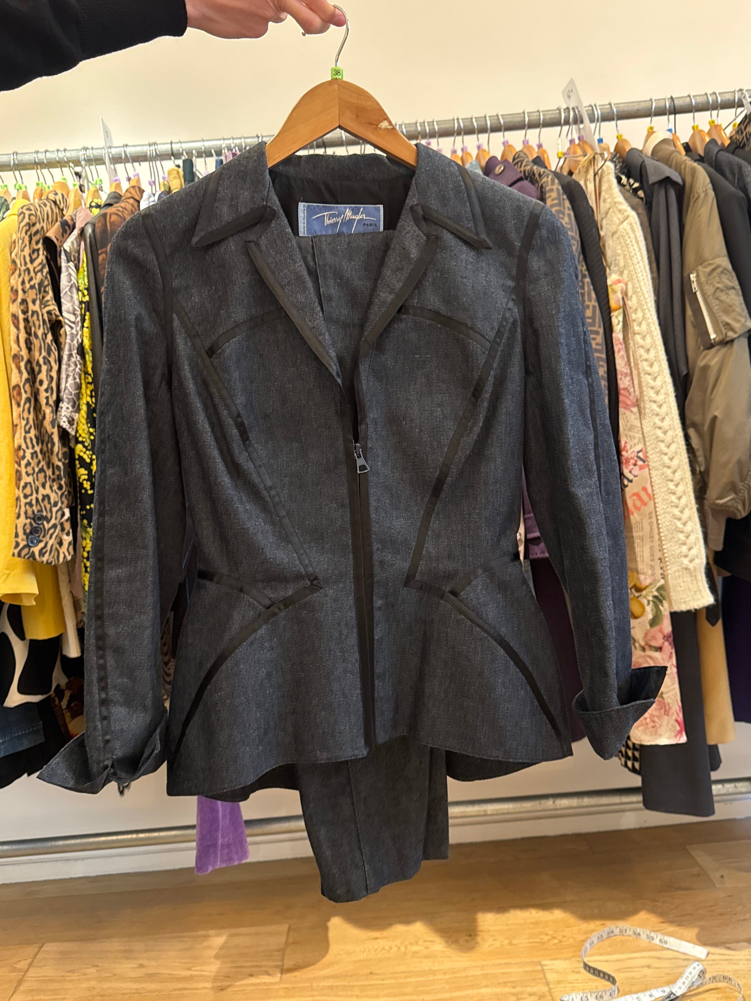 Thierry Mugler DENIM JACKET WITH SATIN BANDS AGC3340