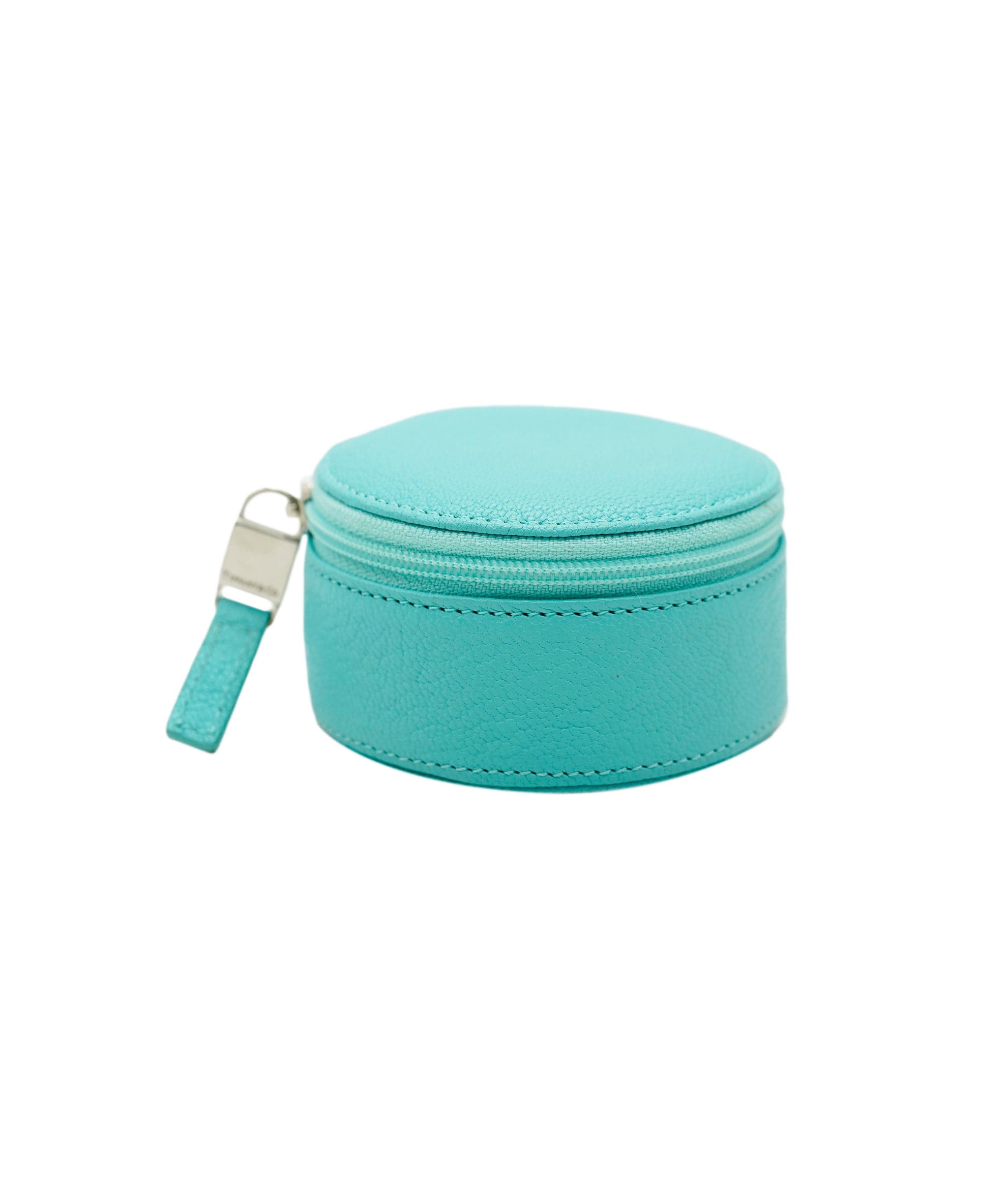 Tiffany & Co. TIFFANY&Co. Jewelry Case Jewelry Box Leather Blue Silver Auth yk14252 DBXS1697