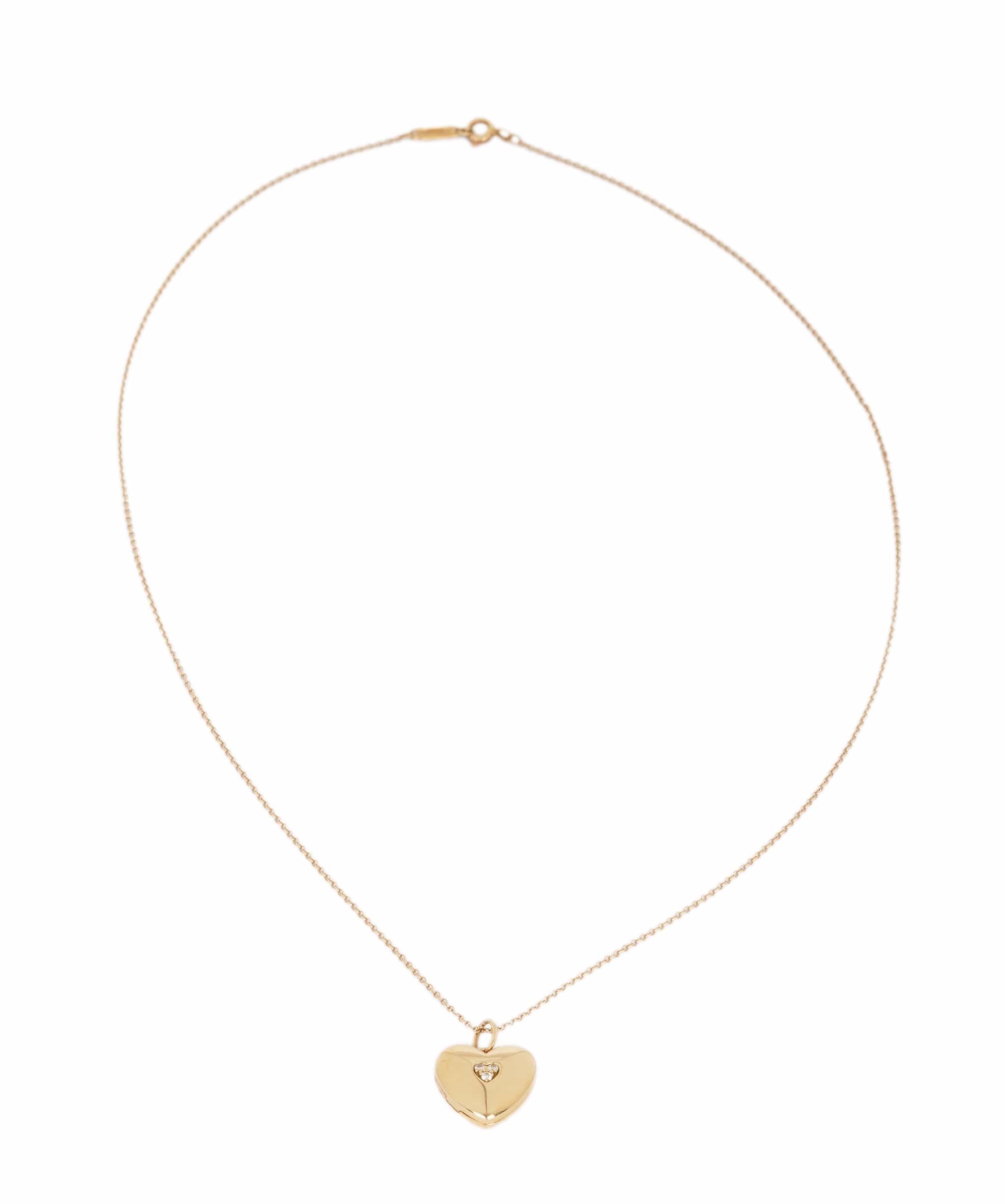 Tiffany & Co. Tiffany & Co. 18K Yellow Gold and diamond heart locket and chain AKC0753