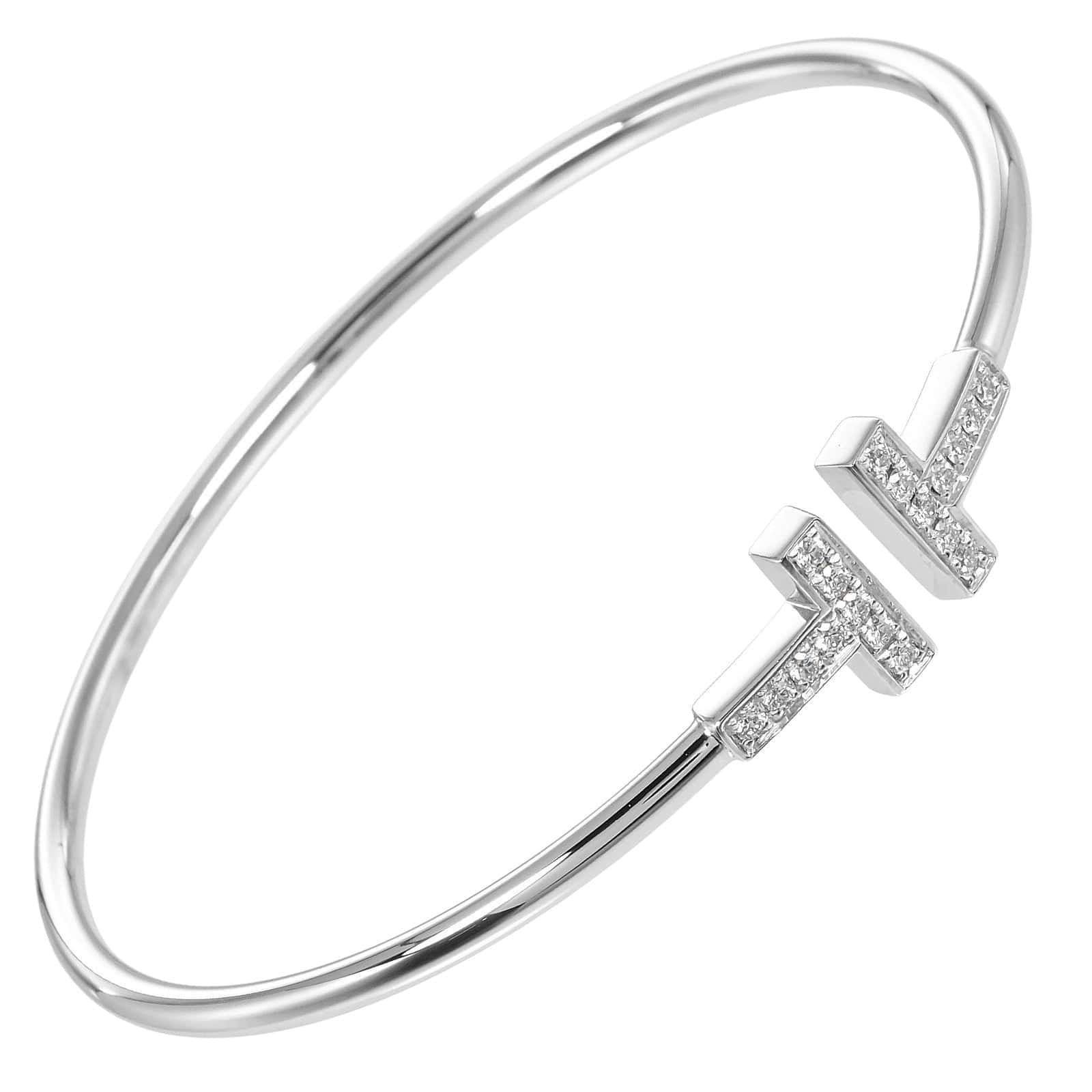 Tiffany & Co. TIFFANY&Co. Bracelet fil T poignet taille 6,1" K18 or blanc/diamant 9,12g femme fosxdjwley