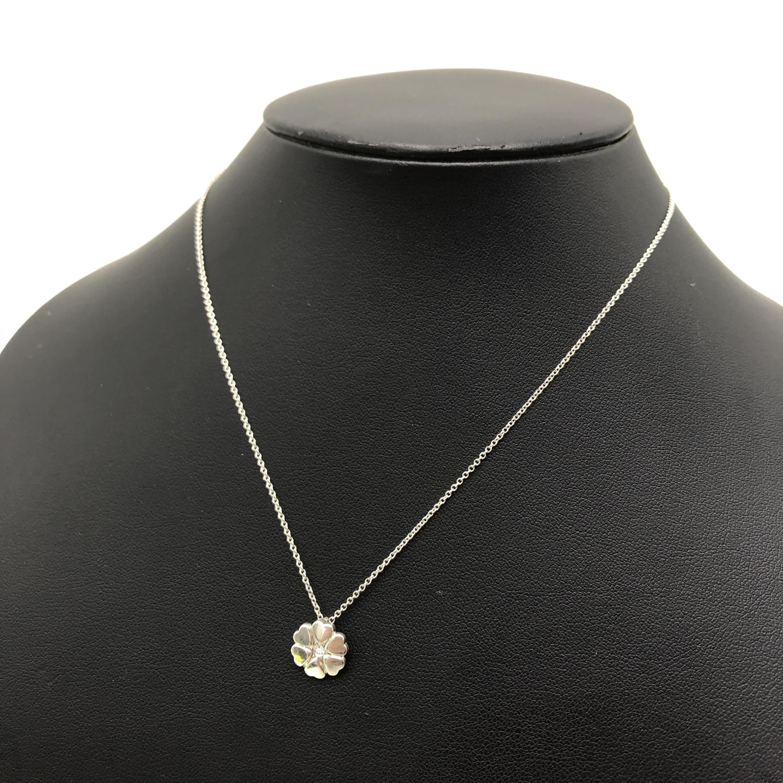 Tiffany & Co. Tiffany & Co. Heart Clover Pendant Necklace, Silver 925. 1P Natural Diamond, 16cm ALC3286