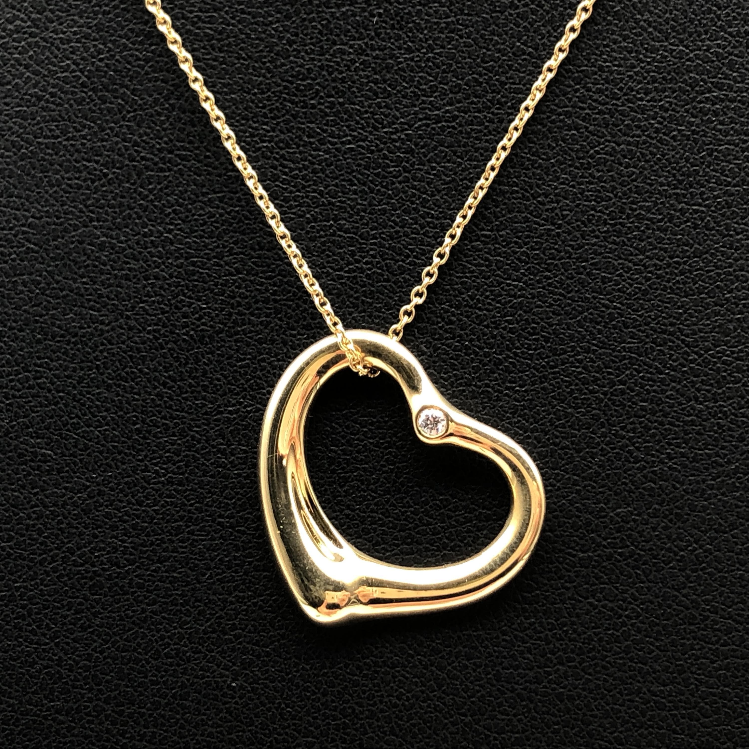 Tiffany & Co. Tiffany & Co. Open Heart 2P Diamond Necklace, YG750, 7.5g, 17inch C366261