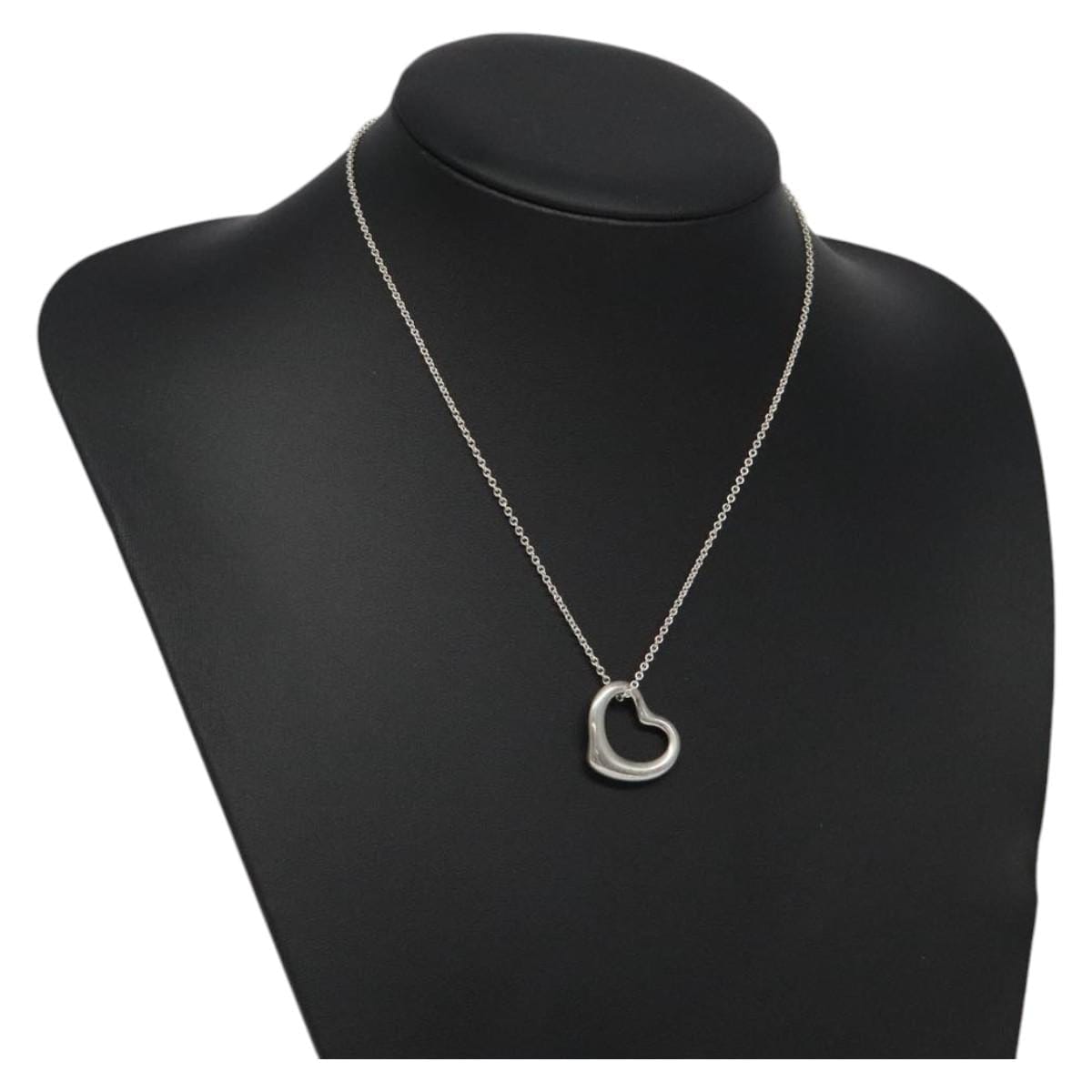 TIFFANY&Co. Open Heart Necklace Ag925 Silver Auth DXBS6533