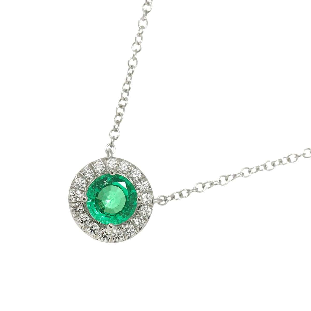 TIFFANY Co. TIFFANY Co. Soleste Emerald Diamond Necklace Platinum 90308785