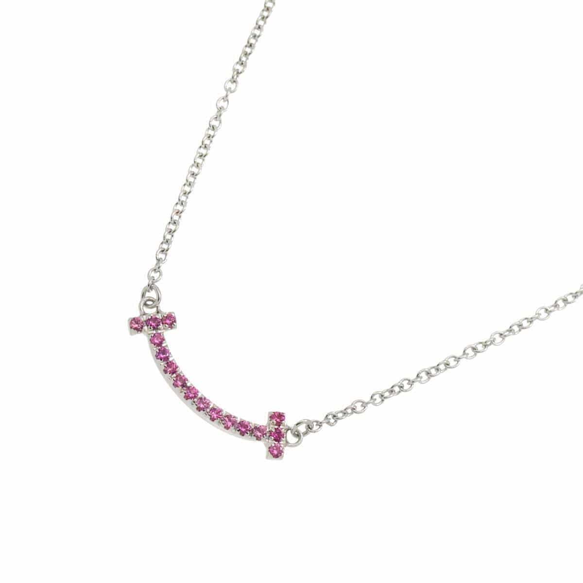 TIFFANY Co. TIFFANY Co. T Smile Sapphire Necklace 18K White Gold 750 90266324