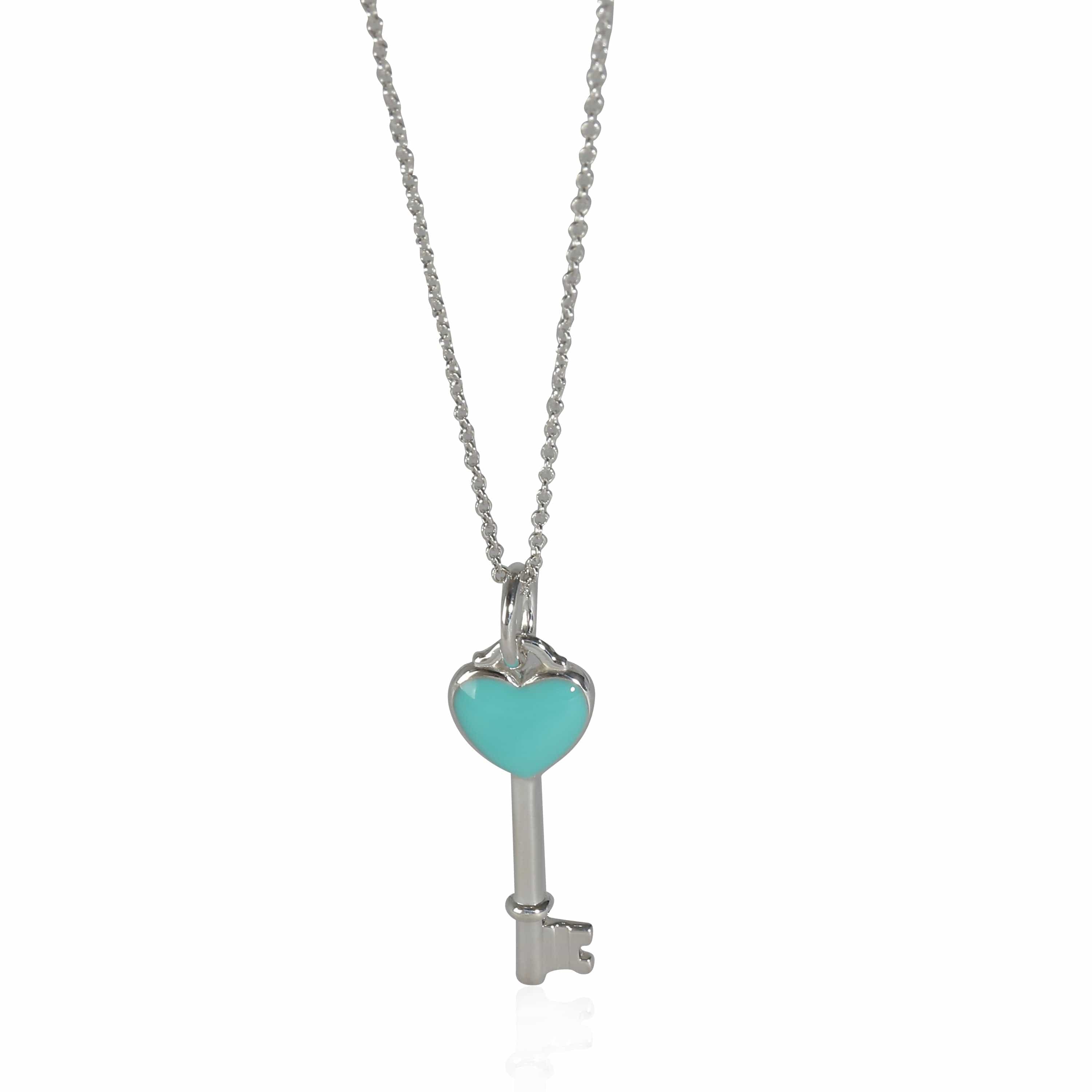 Tiffany & Co. Key Blue Heart Enamel Pendant in  Sterling Silver