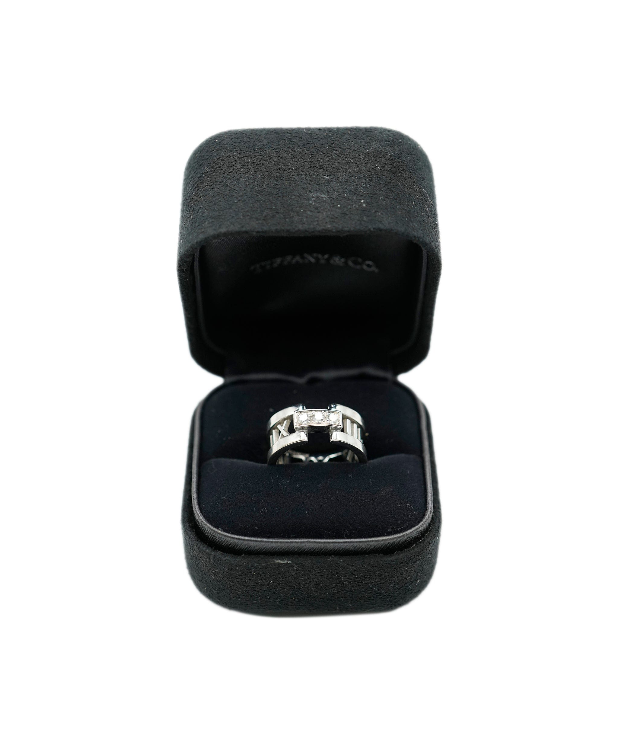 Tiffany Tiffany & Co. 18K White Gold Atlas Open Diamond Ring, 0.12 Ctw ABC0010