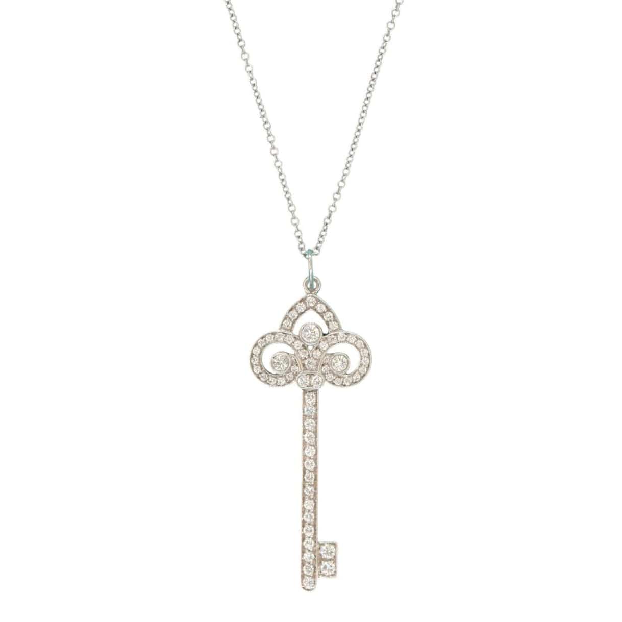 Tiffany Tiffany DI Fleur De Lis Diamond Key With Chain PT