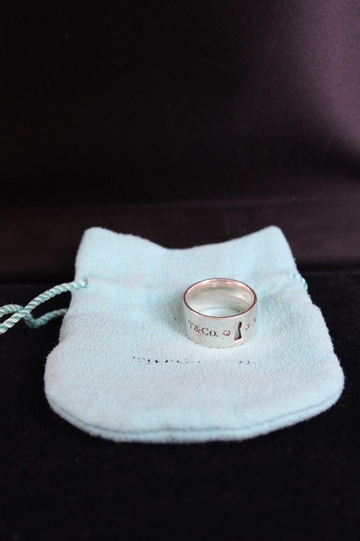 Tiffany Tiffany Wide 2 Diamond Keyhole Lock Silver