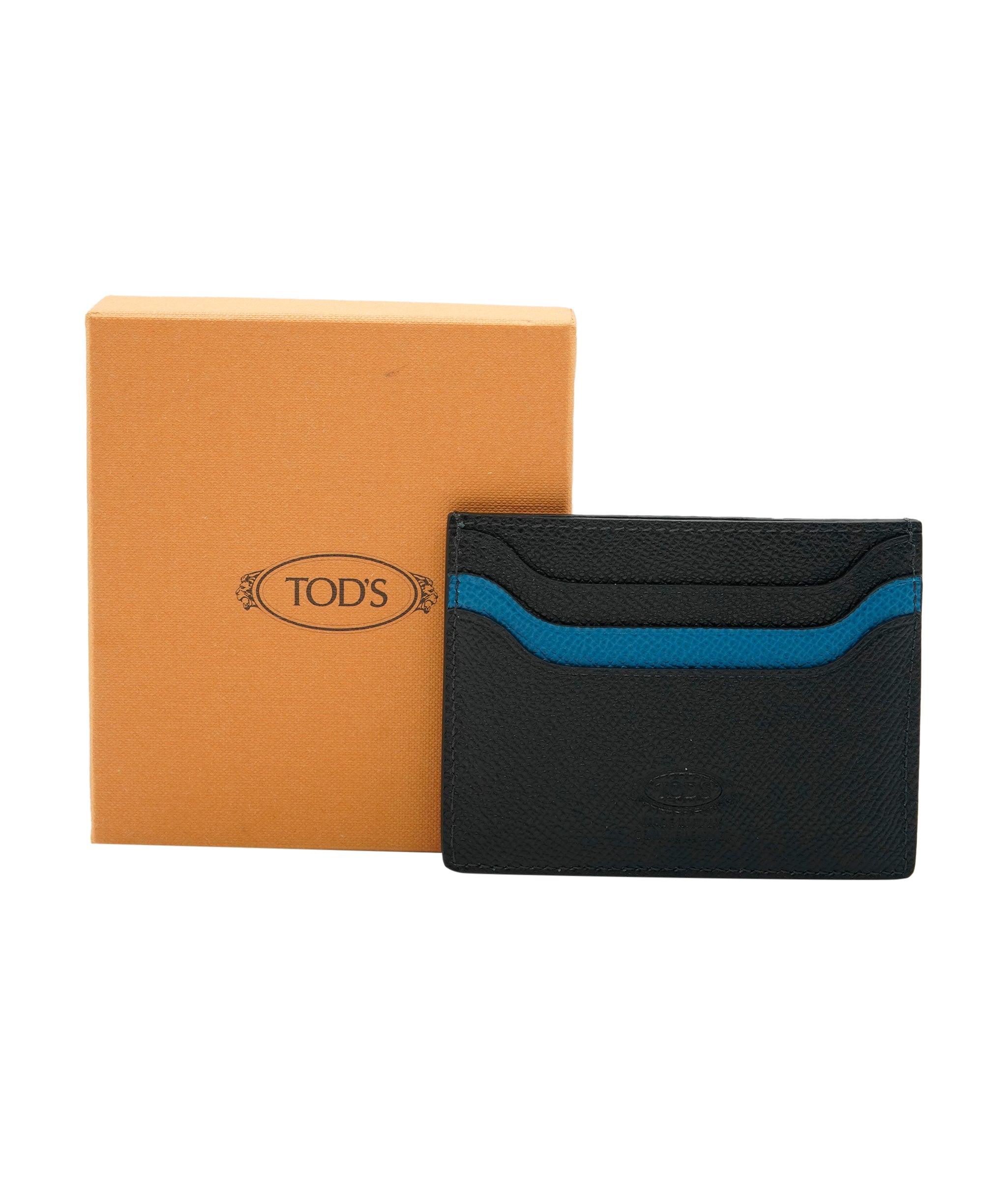 Tod's Tod's Leather Wallet Card Holdert in Navy Blue and Aqua Blue AKC0098