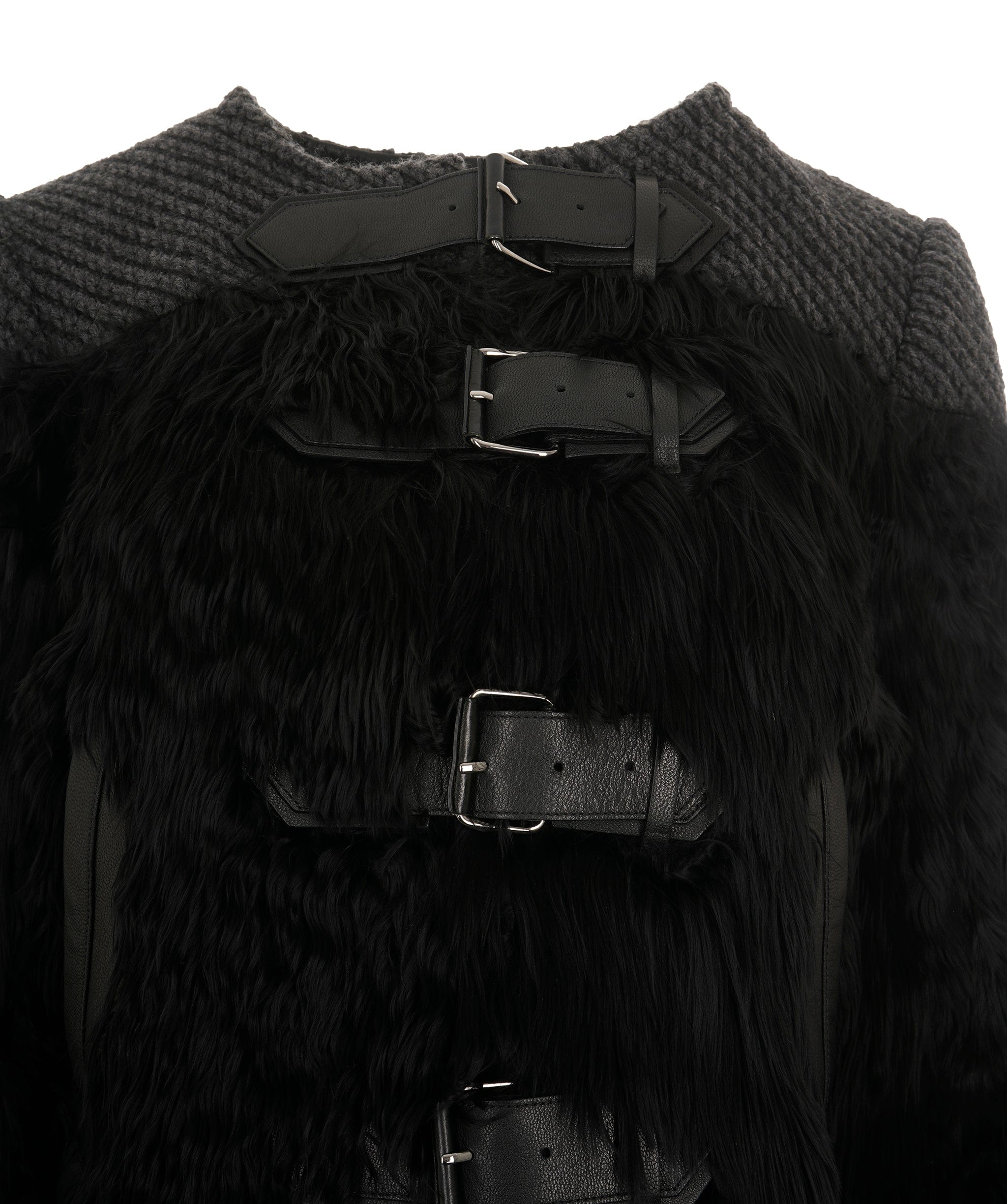 Tom Ford Tom Ford Black Leather Detailed Alpaca Fur Jacket 38 DBXL0068