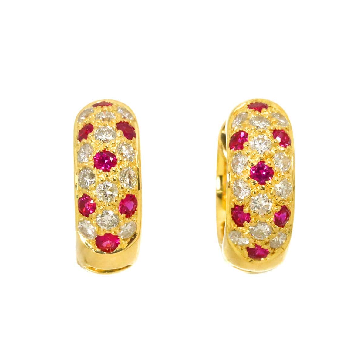 Unbranded Ruby 0.25ct/0.25ct Diamond 0.27ct/0.27ct Earrings Pierced K18 YG 750 90312211