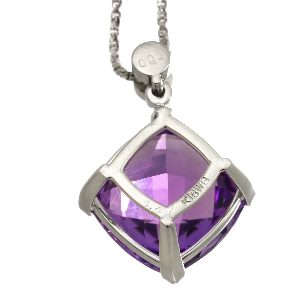 Unbranded Amethyst 4.41ct Diamond 0.03ct Necklace 18K WG White Gold 750 90291208