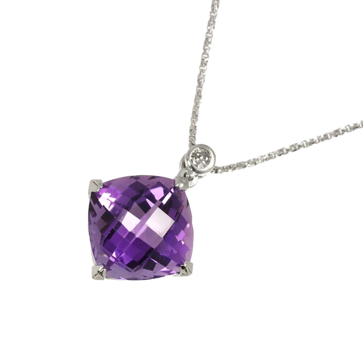 Unbranded Amethyst 4.41ct Diamond 0.03ct Necklace 18K WG White Gold 750 90291208