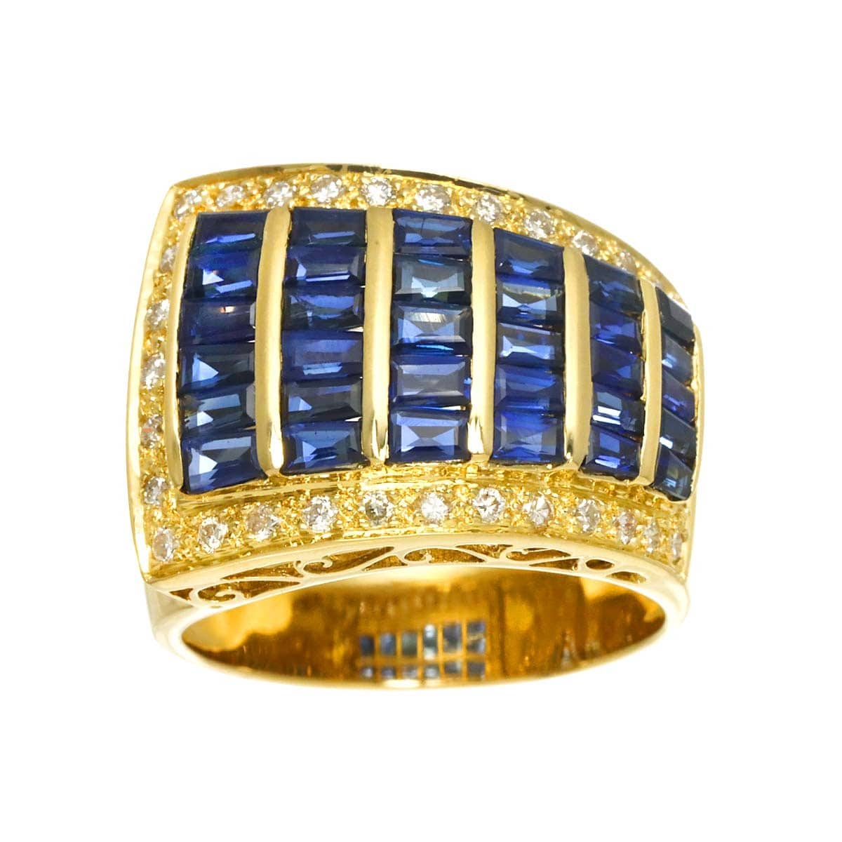 Unbranded Sapphire 3.23ct Diamond 0.40ct Ring 18K YG Yellow Gold size7.75-8(US) 90316305