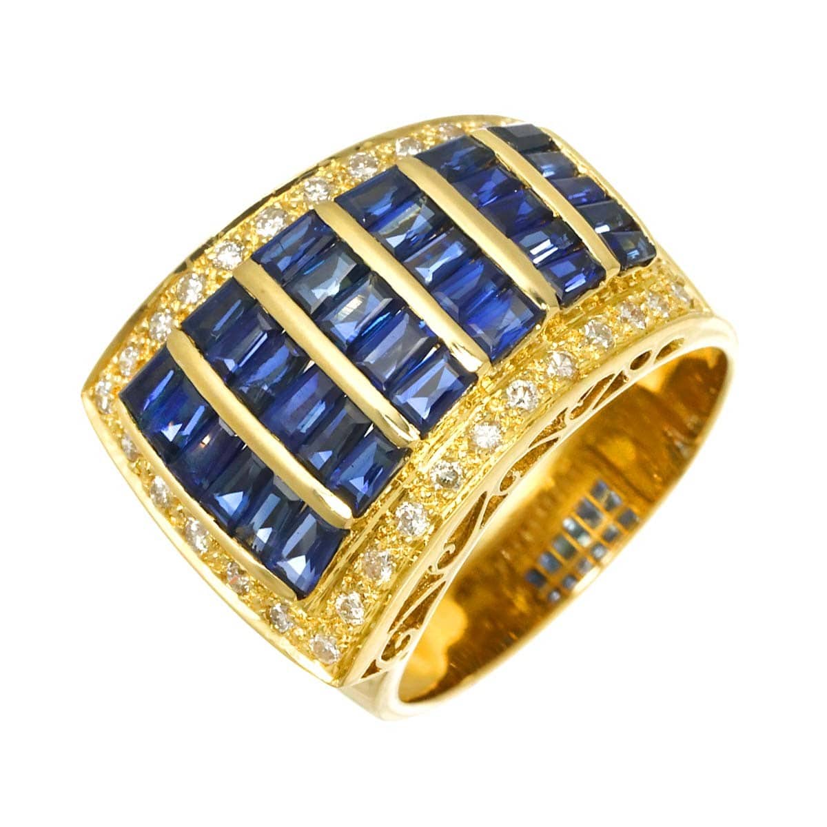 Unbranded Sapphire 3.23ct Diamond 0.40ct Ring 18K YG Yellow Gold size7.75-8(US) 90316305