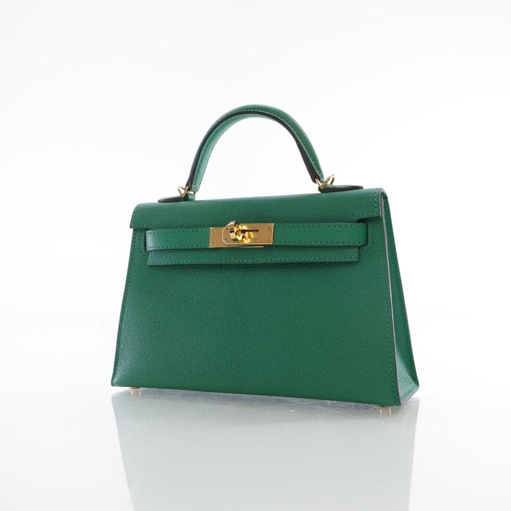 USA Hermes Mini Kelly Vert Vertigo Chevre