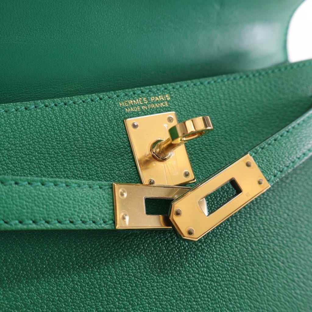 USA Hermes Mini Kelly Vert Vertigo Chevre