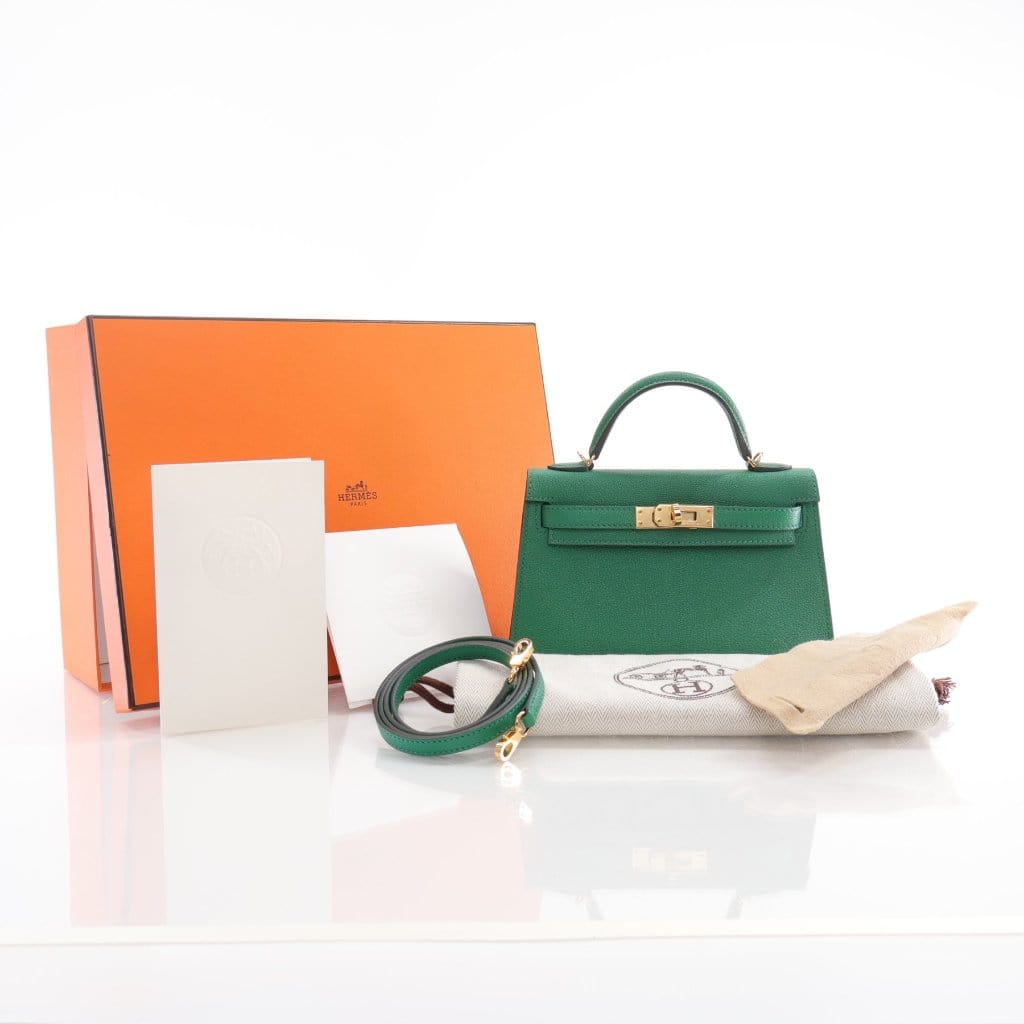 USA Hermes Mini Kelly Vert Vertigo Chevre