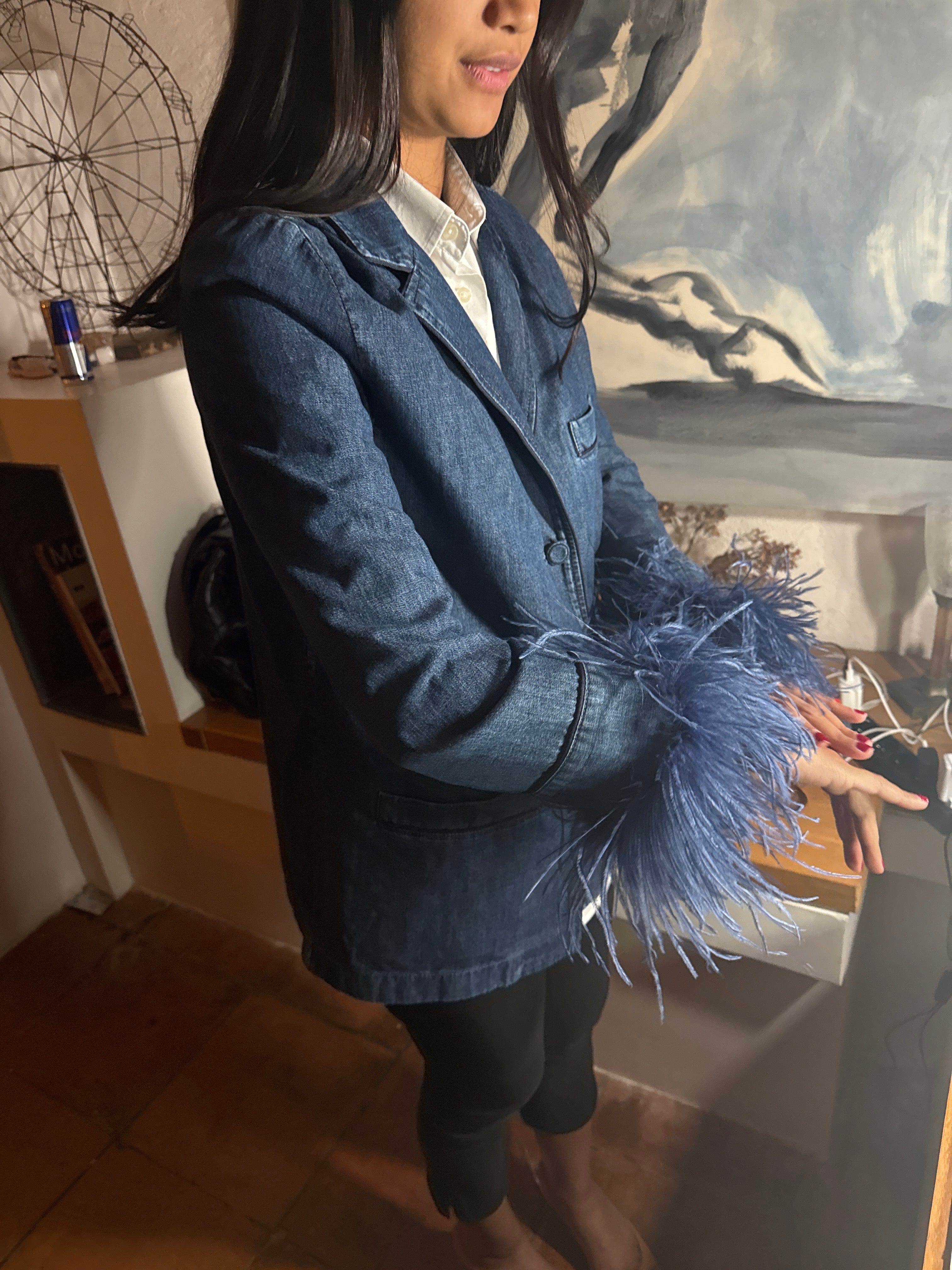 Valentino Valentino ensemble bleu plumes ALC2900