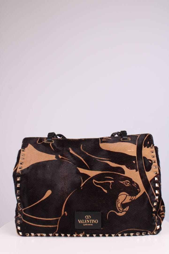 Valentino Valentino Jaguar Print Rockstud Brown