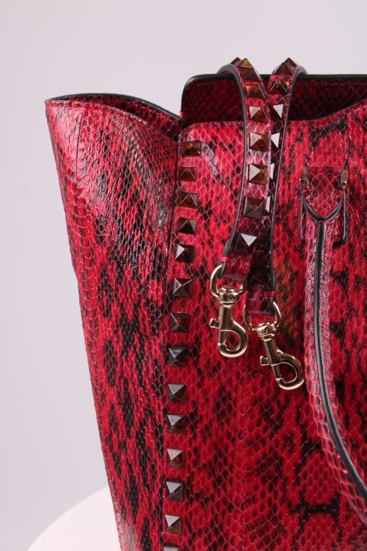 Valentino Valentino Snake skin Double Handle Bag Red